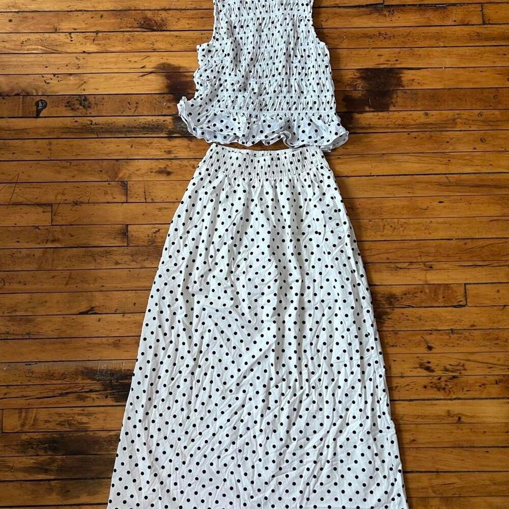 Bailey 44 Polka Dot Smocked Matching Set Crop Top & Maxi Skirt Small - Picture 8 of 8